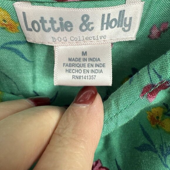 Lottie & Holly B.O.G. COLLECTIVE Floral Ruffle Dress Sz M Short Sleeve Mini NWT - Picture 4 of 5